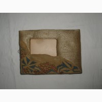 Старинная рамка для фотографии из текстиля - шелк, парча