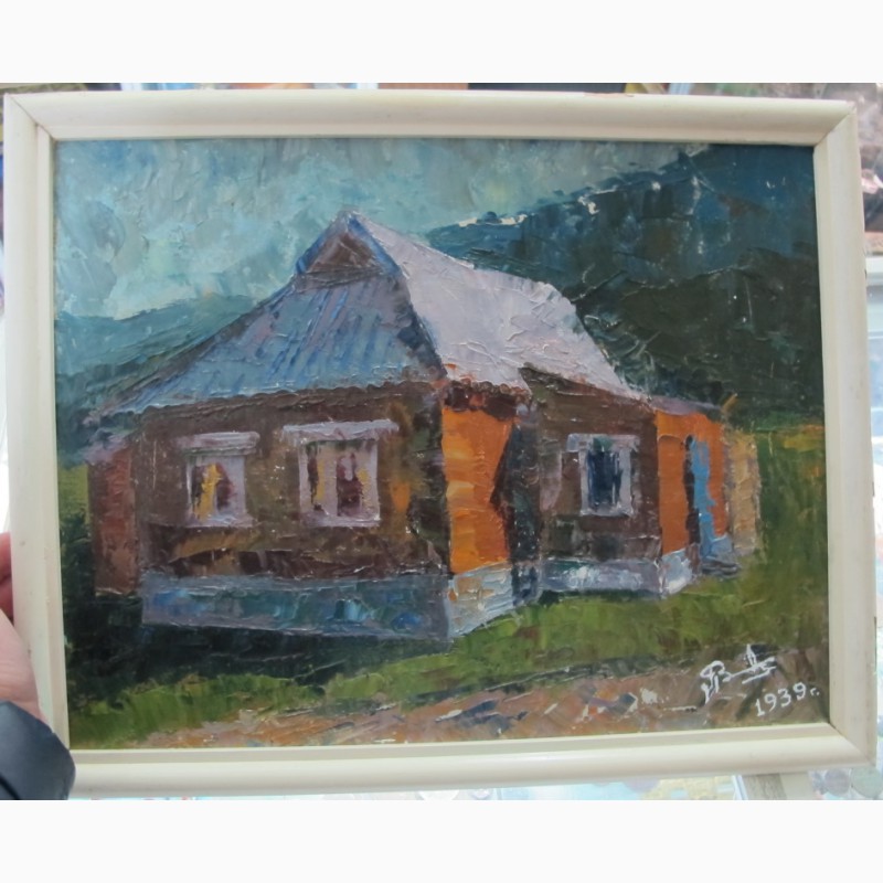 Фото 3. Картина Домик в деревне, картон, масло, НХ