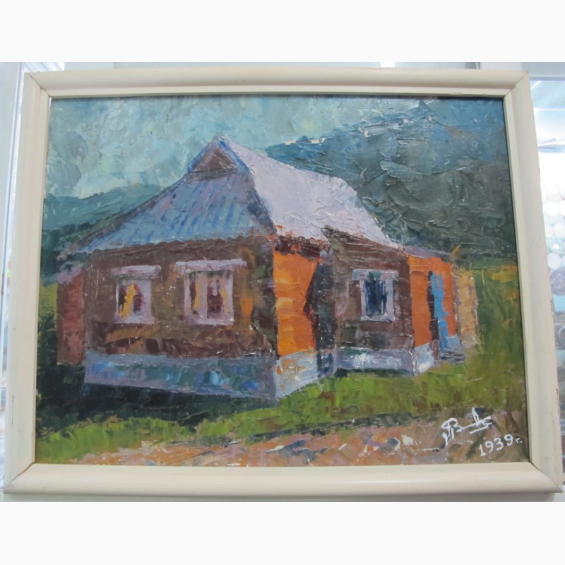 Фото 4. Картина Домик в деревне, картон, масло, НХ