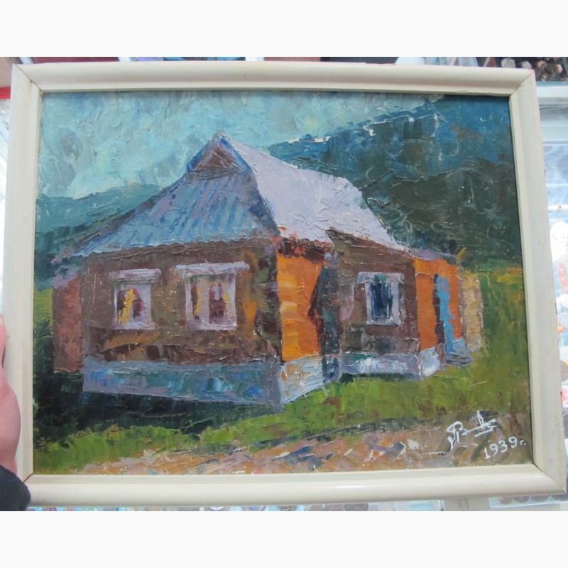 Фото 6. Картина Домик в деревне, картон, масло, НХ