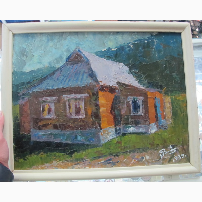 Фото 7. Картина Домик в деревне, картон, масло, НХ