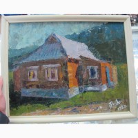 Картина Домик в деревне, картон, масло, НХ