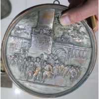 Настенная плакета Штурм Зимнего дворца, латунь, серебрение, ранний СССР