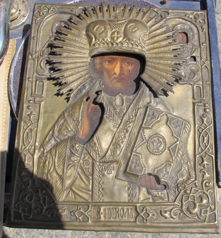 Фото 11. Икона Николай Угодник, аналой, латунный оклад, 19 век