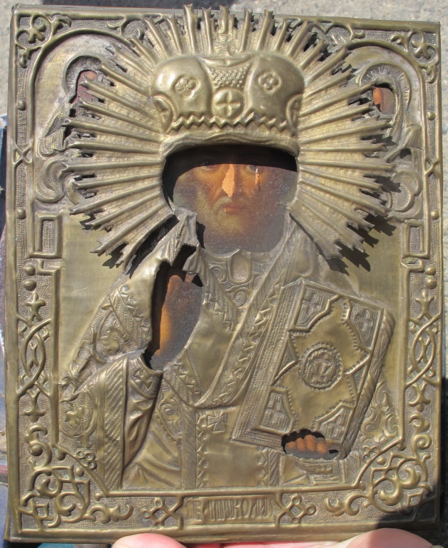 Фото 12. Икона Николай Угодник, аналой, латунный оклад, 19 век